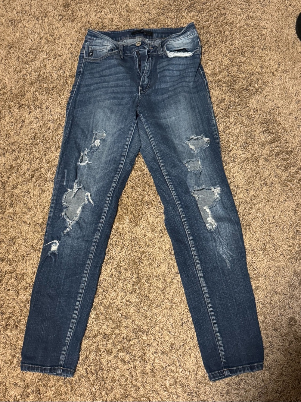 KanCan Women's Distressed Dark Blue Skinny Jeans